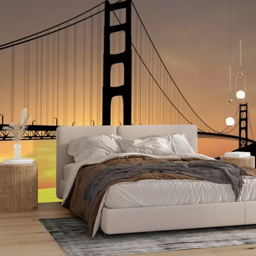 Fototapete Brücke bei Sonnenuntergang