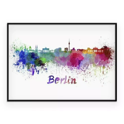 Poster Berlin skyline in watercolor