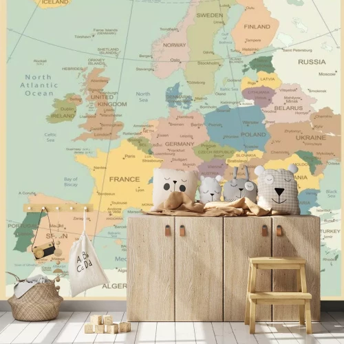 Fototapete Retro-Politische Karte von Europa