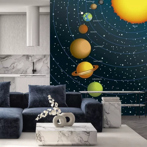 Fototapete Grafik der Planeten des Sonnensystems