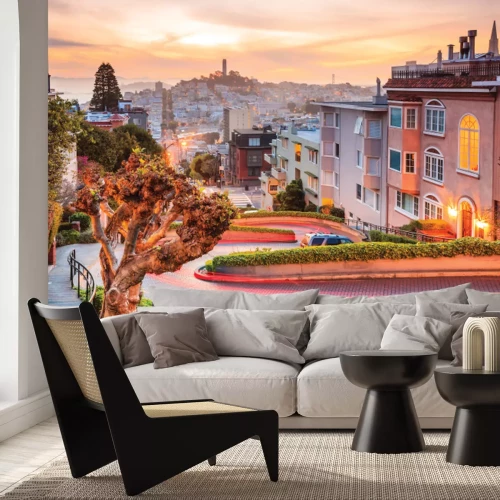 Fototapete Panorama von San Francisco bei Sonnenuntergang