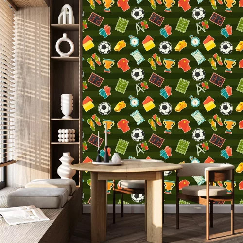 Tapete Sport nahtlose Muster mit Fußball (Fußball-) Aufkleber.