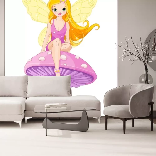 Sticker Nette Fee auf dem Pilz