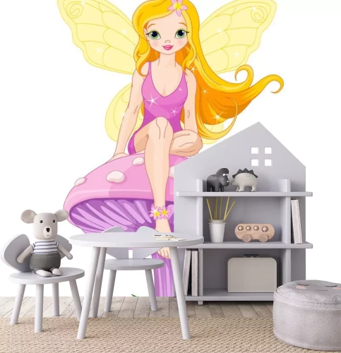 Sticker Nette Fee auf dem Pilz