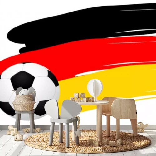Sticker Fußball vor dem Hintergrund der deutschen Farben
