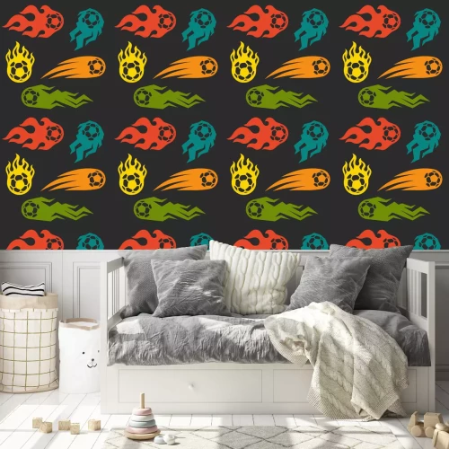 Tapete Set von Elementen Feuer Fußbälle für Design.