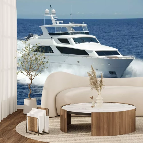 Fototapete Moderne Yacht auf dem Wasser