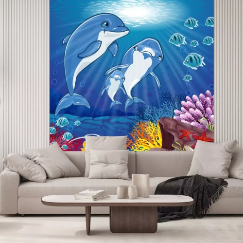 Sticker Delfine und Meer Illustration