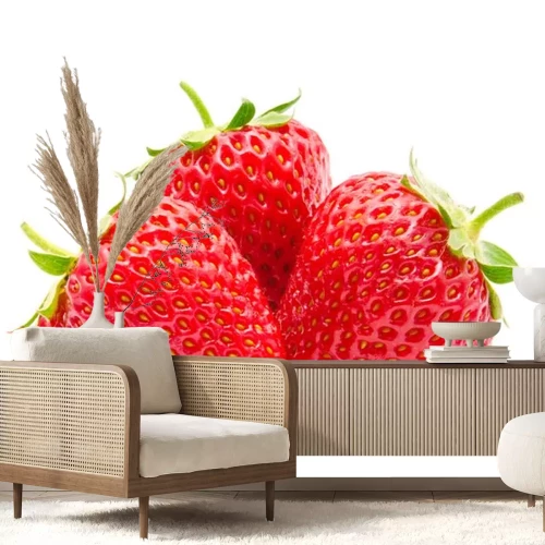 Sticker Drei nebeneinander liegende Erdbeeren