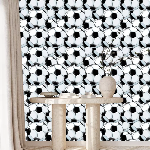 Tapete Hintergrundmuster von überlappenden Fußbälle