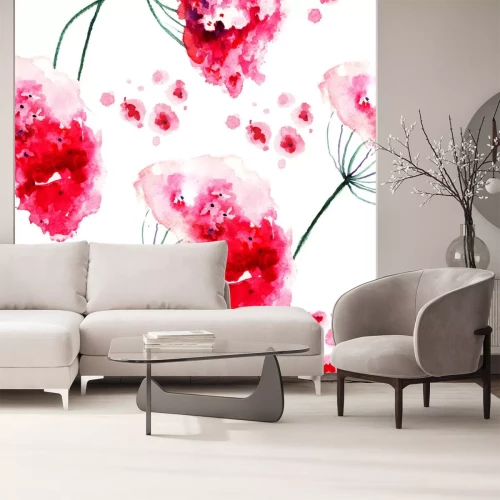 Sticker Mit roter Farbe bemalte Feldblumen