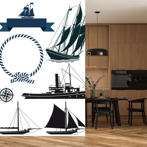 Sticker Segelschiffe und Banner