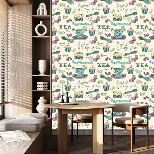 Tapete Romantisches Muster mit Süßigkeiten