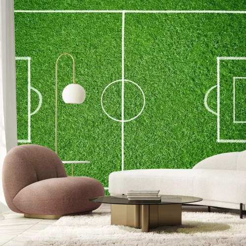 Fototapete Fußballplatz mit grünem Gras