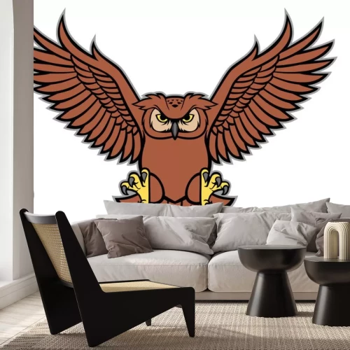 Sticker Eule verteilt den Flügel