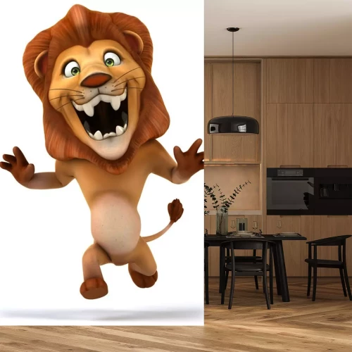 Sticker energischer Löwe auf weißem Hintergrund