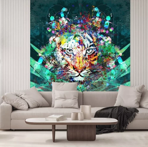 Fototapete Tiger in Farbflecken