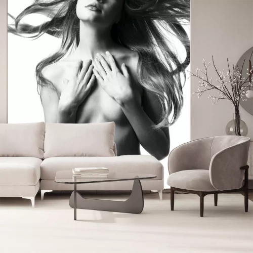 Fototapete Nackte Frau mit wallendem Haar