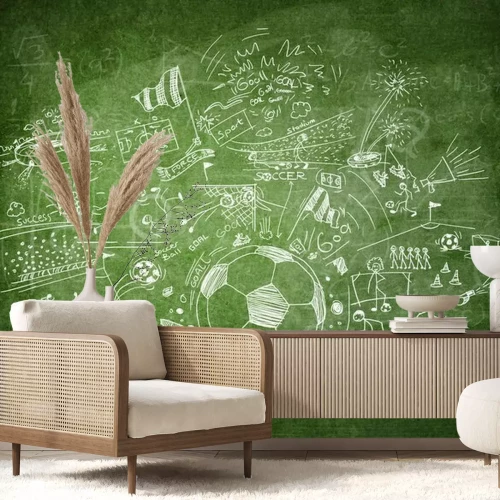 Fototapete Fußballtaktik auf einer Trainertafel