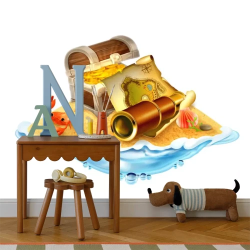 Sticker Schatzinsel, Vektor-Illustration