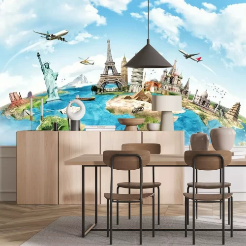 Sticker Bereisen Sie die Welt Denkmal-Konzept