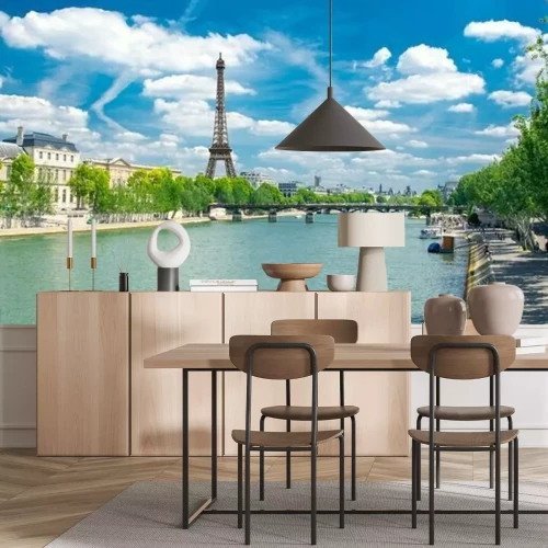 Fototapete Panorama des Flusses in Paris