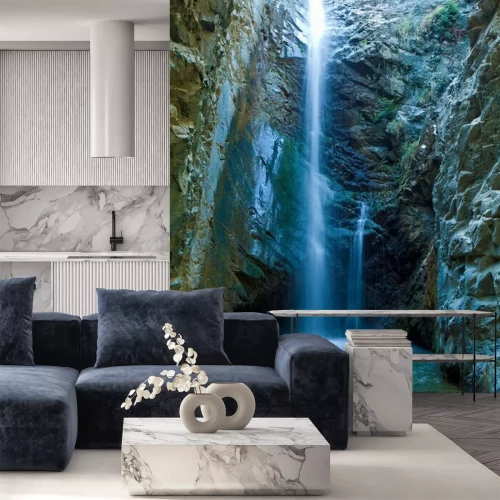 Fototapete Kaskadenförmiger Wasserfall in einem zypriotischen Wald
