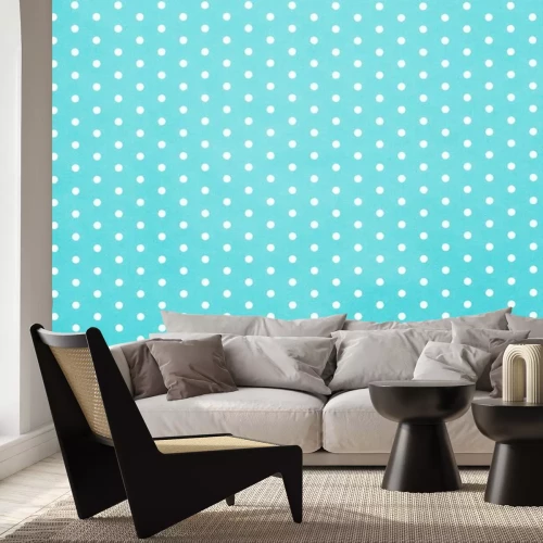 Sticker retro blau Tupfenmuster