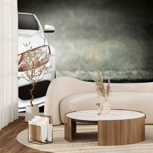 Sticker Ein weißes Auto in einer Garage