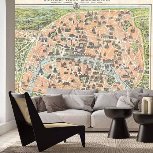 Fototapete Paris auf einem alten Karte