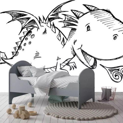 Sticker Niedlicher Drache Sketch Vektorgrafiken