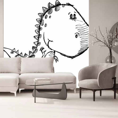 Sticker Skizze eines lächelnden Dinosauriers