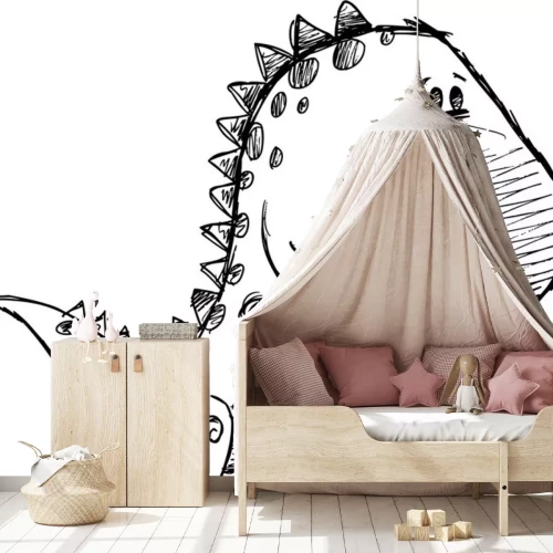 Sticker Skizze eines lächelnden Dinosauriers