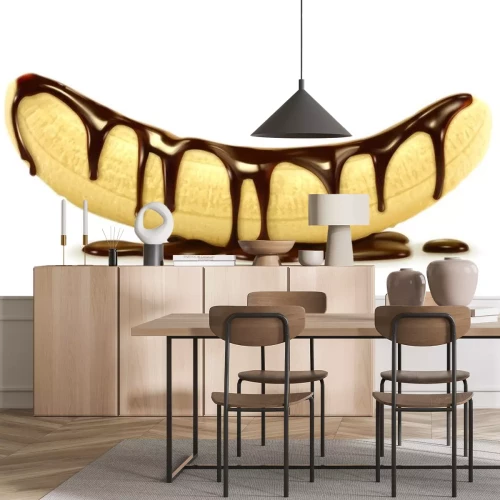 Sticker Mit geschmolzener Schokolade überzogene Banane