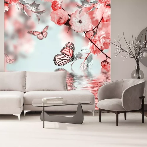 Fototapete Blumen und Schmetterlinge