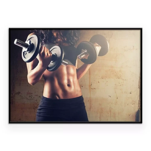 Poster Ein Mädchen beim Gewichtheben