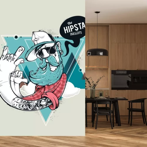 Sticker Bunter Hipster auf Graffiti