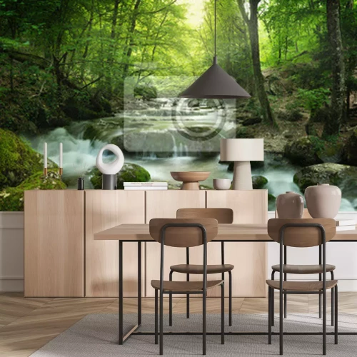 Fototapete Fluss und Steine ​​im Wald