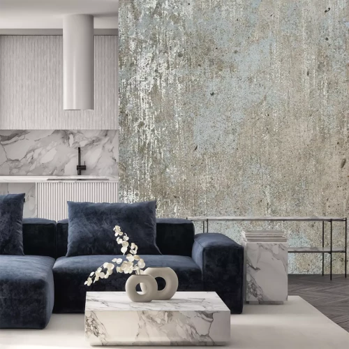 Fototapete Eine heruntergekommene beige-graue Betonwand