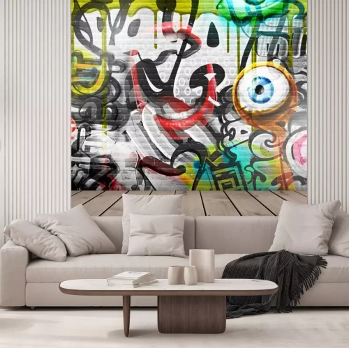 Sticker Graffiti an der Wand