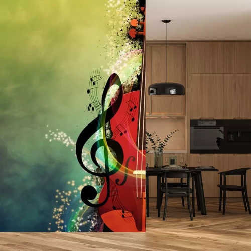 Sticker Notenschlüssel Noten und Violin Grafik