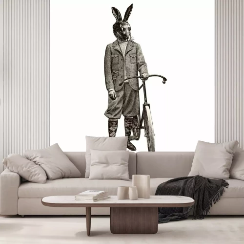 Sticker Kaninchen Radfahren