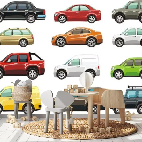 Sticker Verschiedene Automodelle bunte Zusammensetzung