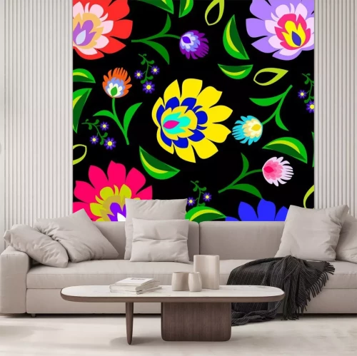 Sticker Traditionelle polnische Volksblumenmuster Vektor