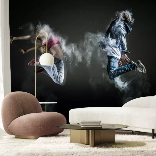 Fototapete Tanzen in einer Wolke aus Farbpulver