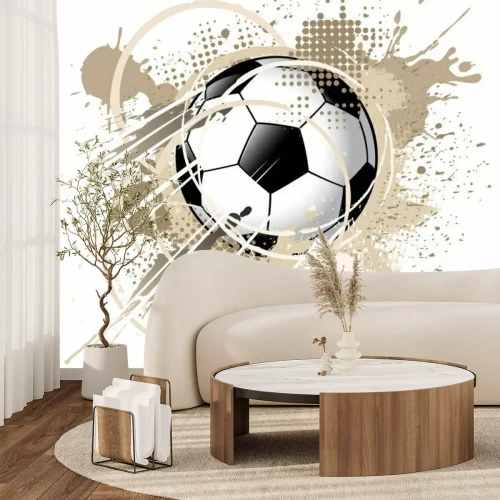 Fototapete Fußball und abstrakter brauner Hintergrund