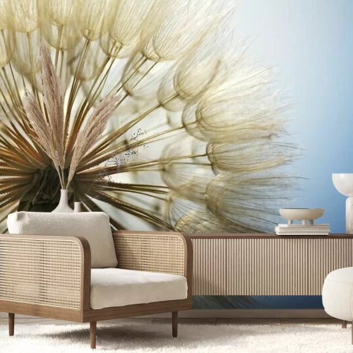 Sticker Großen Löwenzahn auf einem blauen Hintergrund