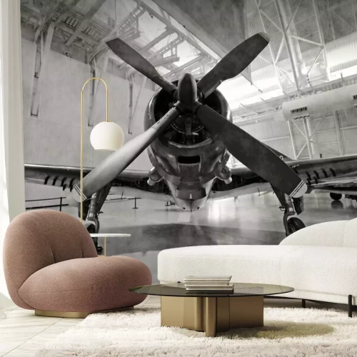 Sticker Altes Flugzeug im Hangar