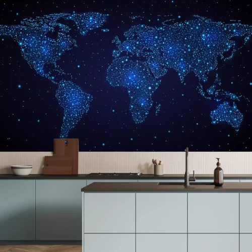 Sticker Sterne, die die Umrisse der Kontinente der Erde bilden