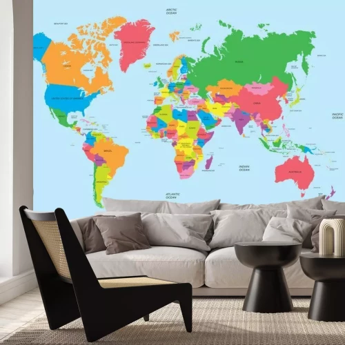 Fototapete Mehrfarbige Weltkarte